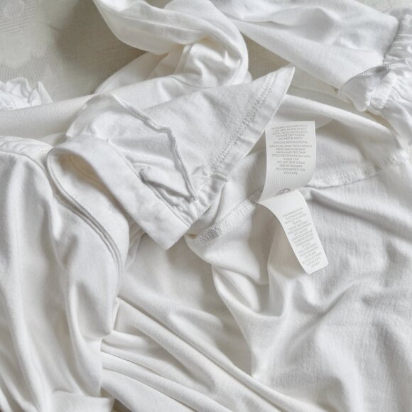 Boden Women's Ruffled V-Neck White Soft Jersey Knit Button-Down Blouse 2P - Picture 5 of 5